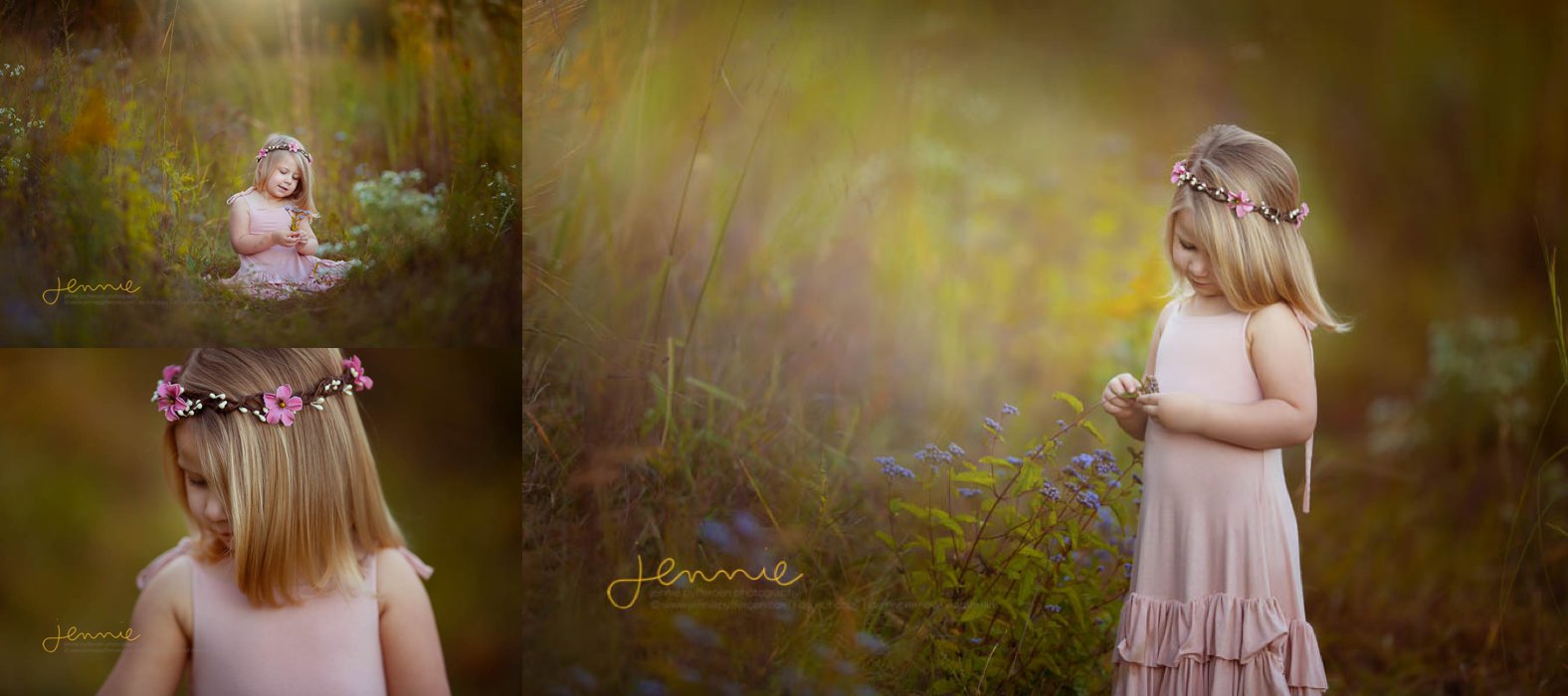 nashville franklin child portrait photographer dress flower field sunset dollcake